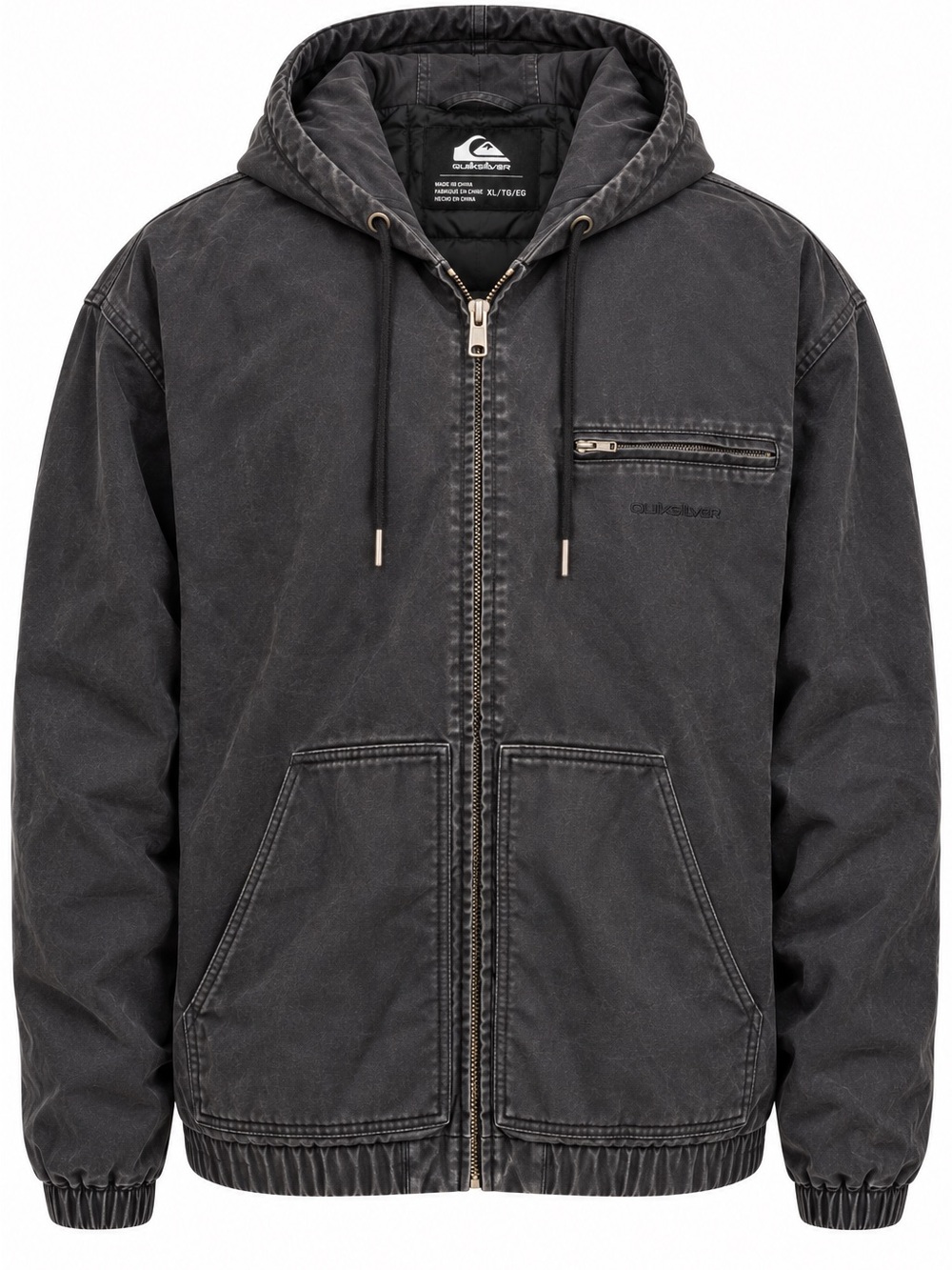 NWT Quiksilver Straight Out Hood Jacket Men’s XL Tarmac Black Insulated